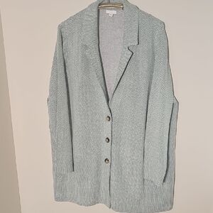 J.jill Blazer 3 Button Jacket. Green Chevron Print. Size 3X Pockets